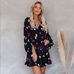 Vici Balloon Sleeve Tiered Ruffle Dress